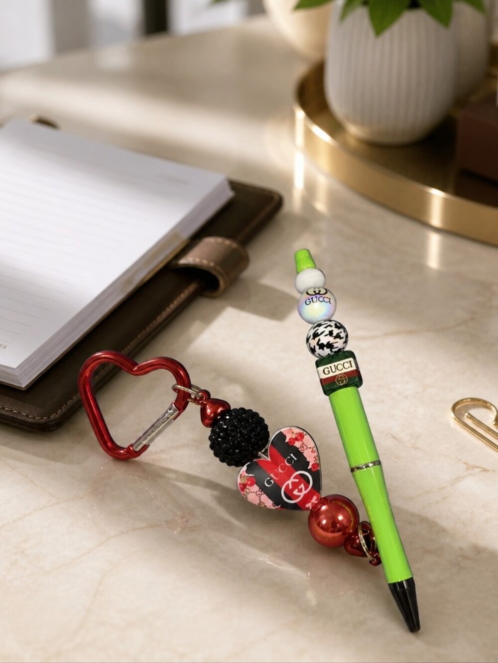 Handcrafted Beaded Pen And Bag Charm